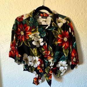 Vintage Cropped Womens Hawaiian Shirt Large